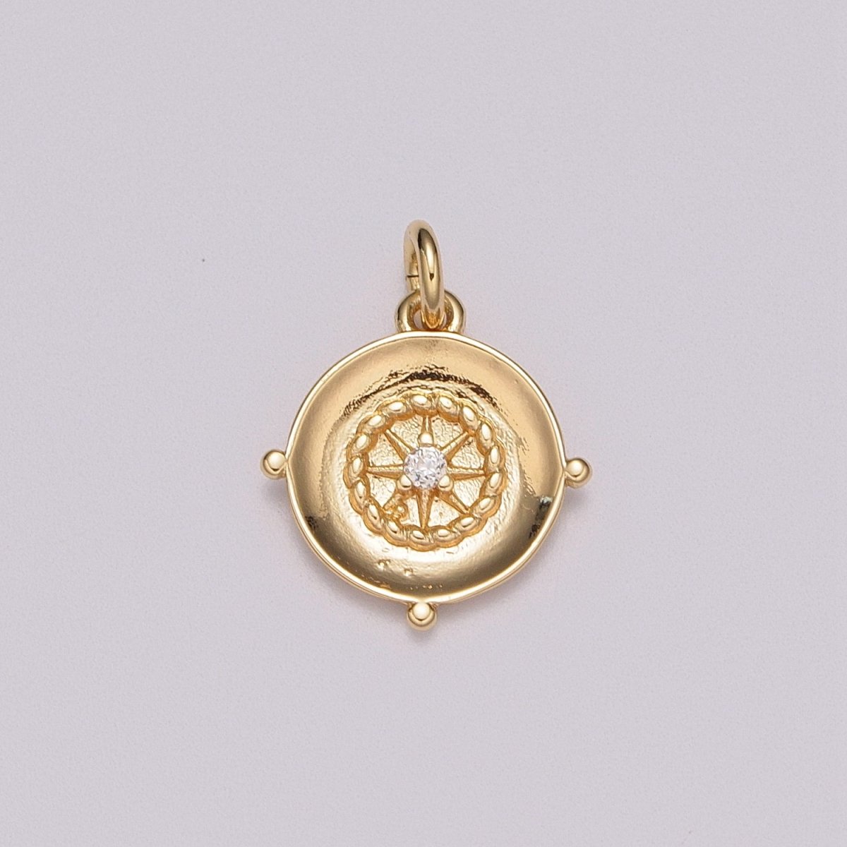 Mini Gold Compass Charm Micro Pave North Star Charm Minimalist Jewelry Pendant for Necklace Bracelet Component M-787