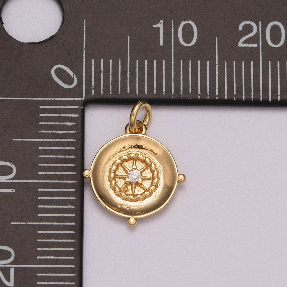Mini Gold Compass Charm Micro Pave North Star Charm Minimalist Jewelry Pendant for Necklace Bracelet Component M-787