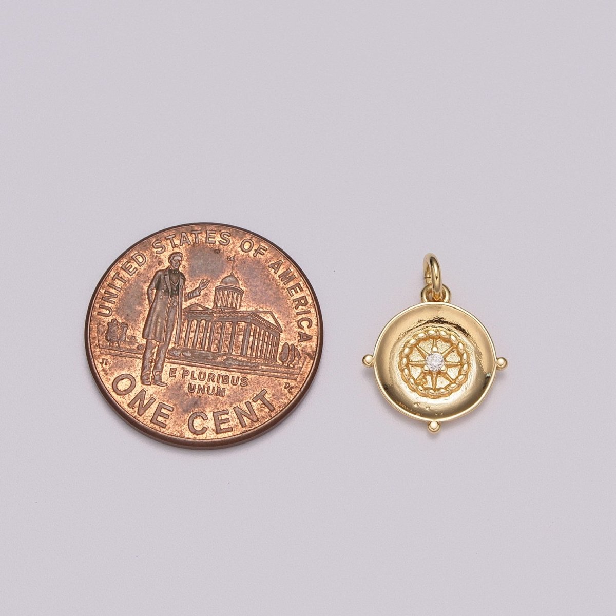 Mini Gold Compass Charm Micro Pave North Star Charm Minimalist Jewelry Pendant for Necklace Bracelet Component M-787