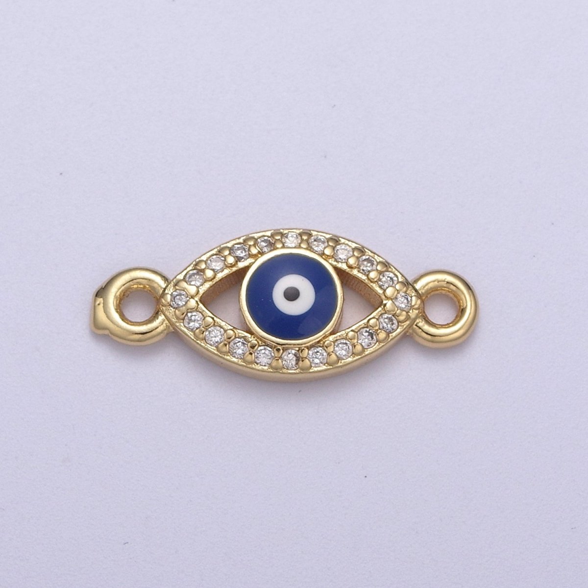 Mini Gold Filled Evil Eye Charm Connector Double Bail Charm Link Connector for Bracelet Earring Necklace F-109