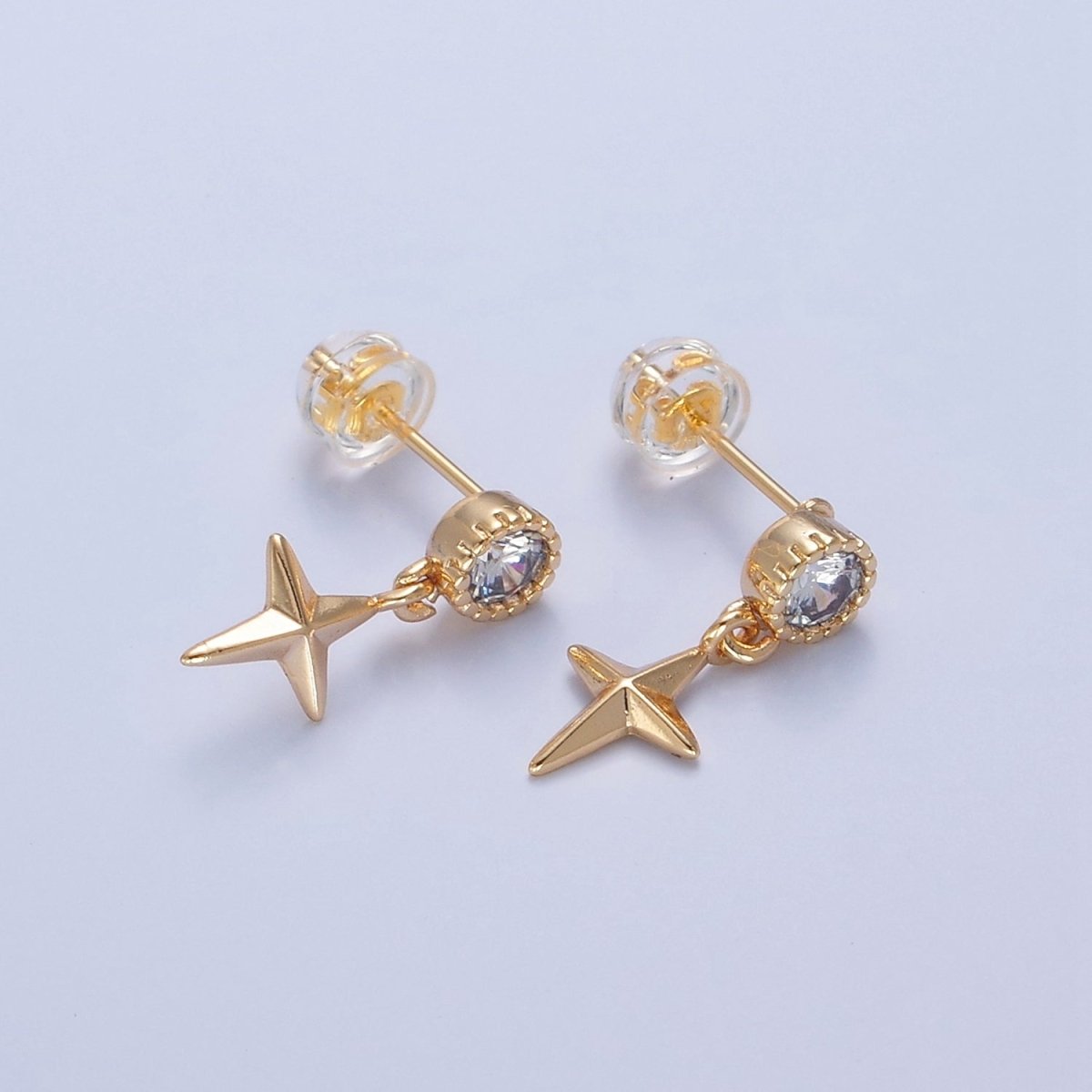 Mini Gold North Star Stud Earring Dangle Celestial Jewelry T-470