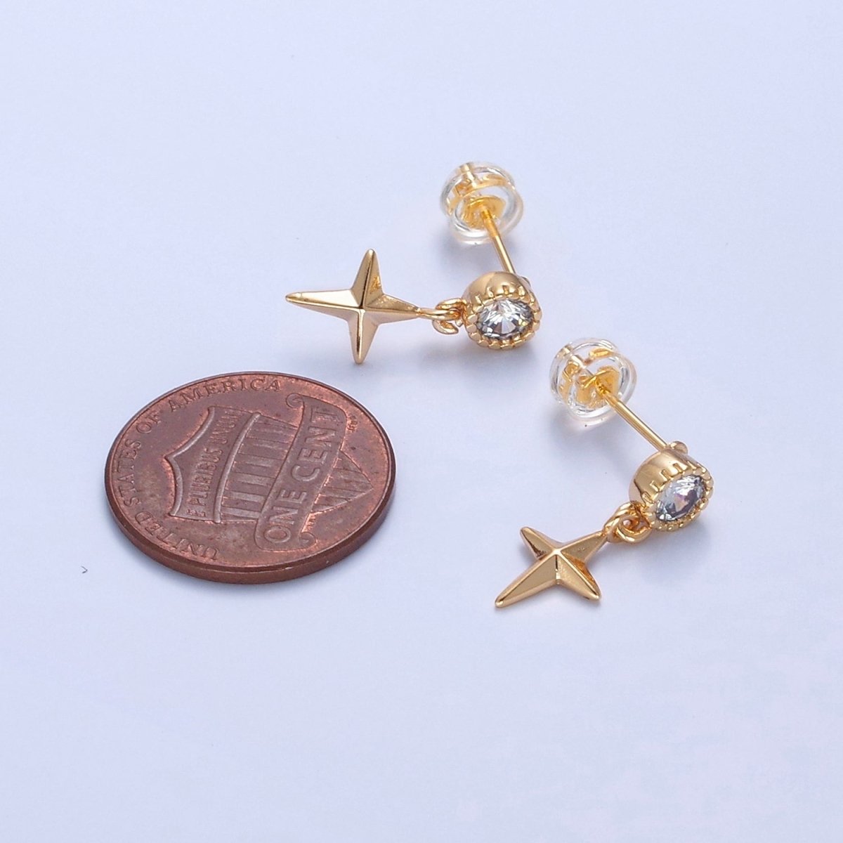 Mini Gold North Star Stud Earring Dangle Celestial Jewelry T-470
