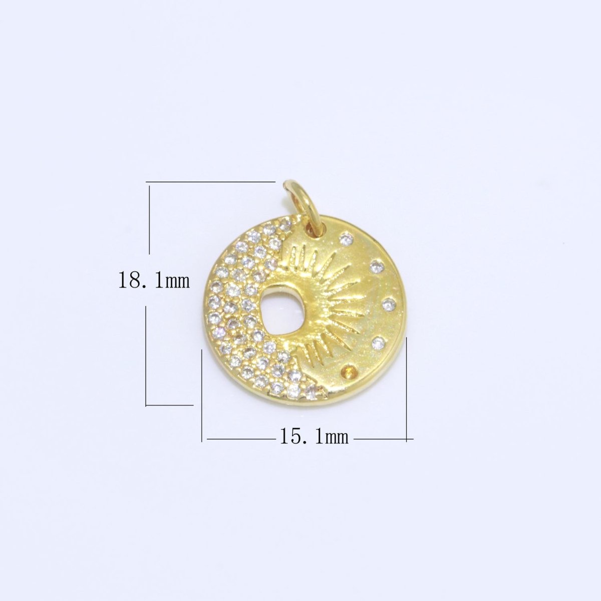 Mini Gold Sun Burst Charm Micro Pave Celestial pendant Jewelry M-693