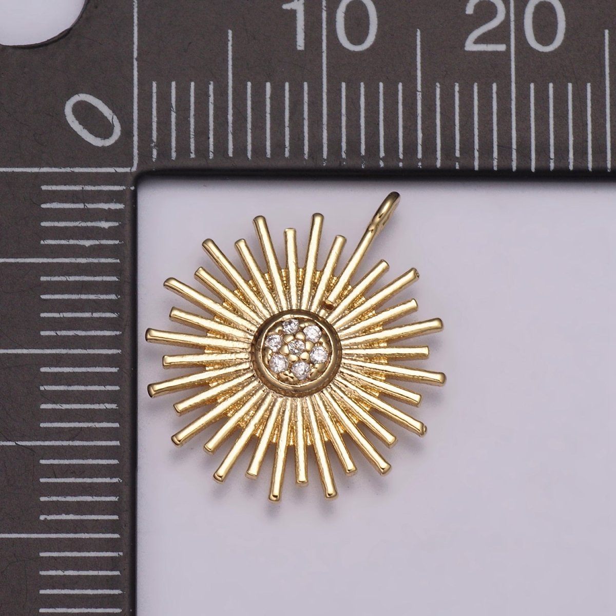 Mini Gold Sun Burst Charm Sun Rays Celestial Charm for Necklace Earring Bracelet Component E-624