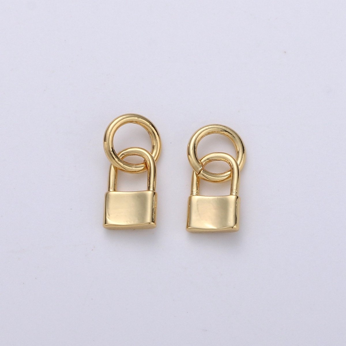 OS Mini padlock charm in 24k gold filled 6mm gold lock charm for earring bracelet necklace. Tiny small dainty gold lock charm K-810