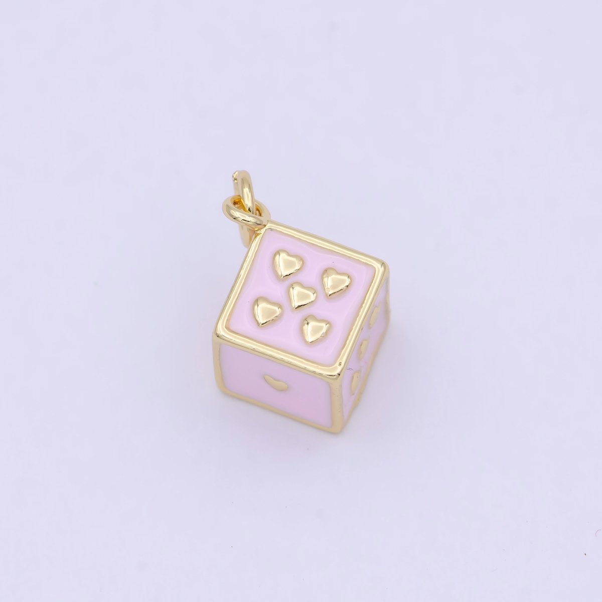 Mini Pink Gold Dice Charm For Gambling Las Vegas Jewelry Inspired for girl women W-166