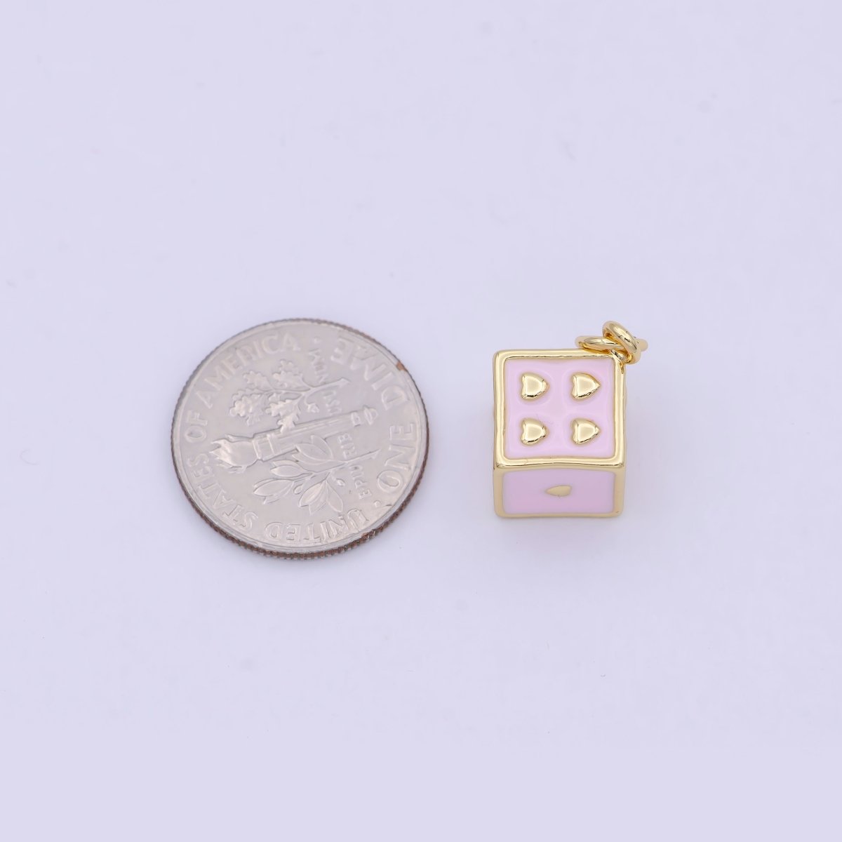 Mini Pink Gold Dice Charm For Gambling Las Vegas Jewelry Inspired for girl women W-166