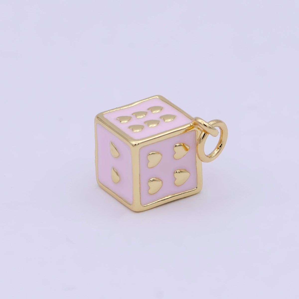 Mini Pink Gold Dice Charm For Gambling Las Vegas Jewelry Inspired for girl women W-166