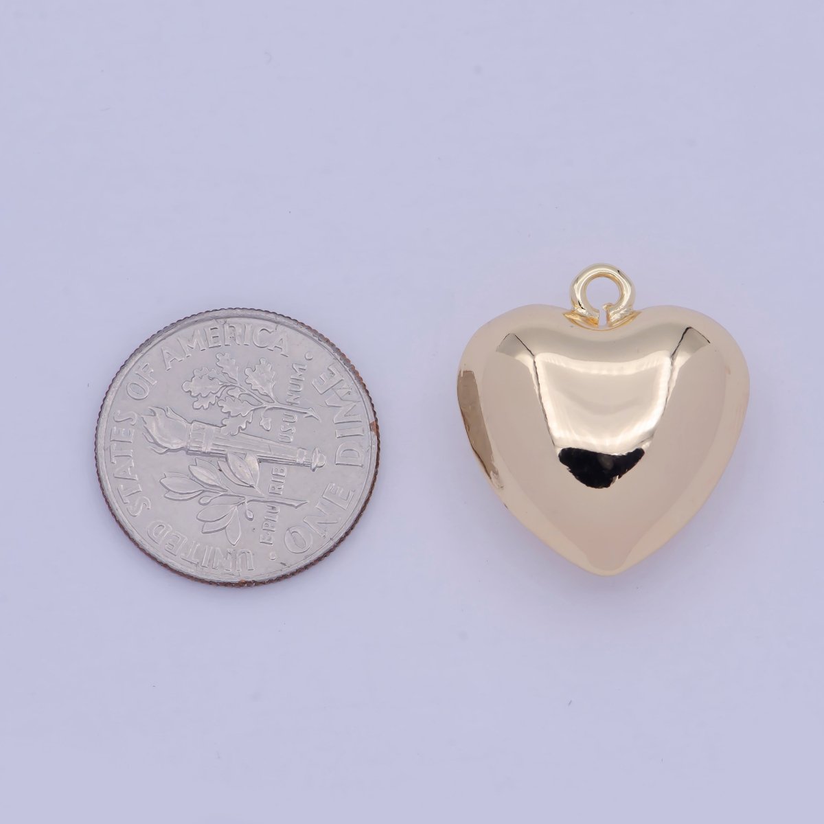Mini Puffy Gold Heart Charm E-775