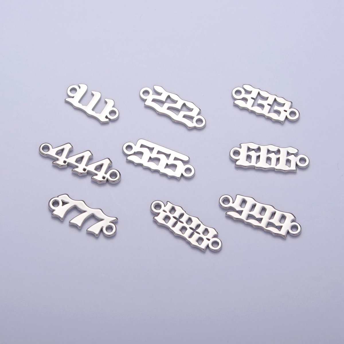 Mini Silver Angel Number Charm Connector Lucky Number for Necklace Bracelet Component G-847~G-855