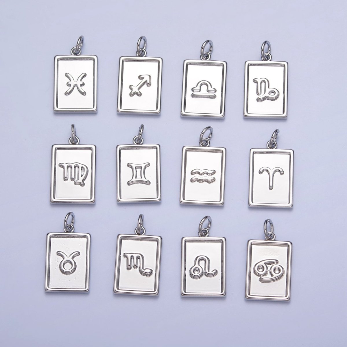 Mini Silver Tag Zodiac Charm Dainty Astrological Zodiac Signs Add on Charm A-A1433-A-A1438