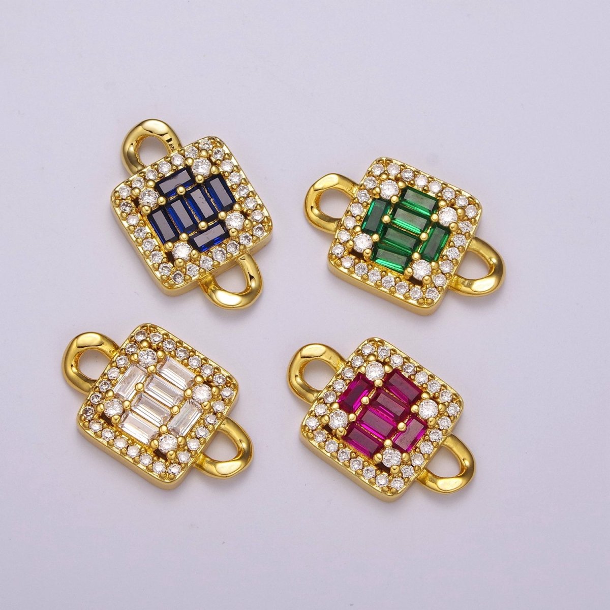 Mini Square Charm Connector 14k Gold Filled Link Connector Micro Pave CZ Connector for Bracelet Necklace Earring Supply Y370, Y372,Y373