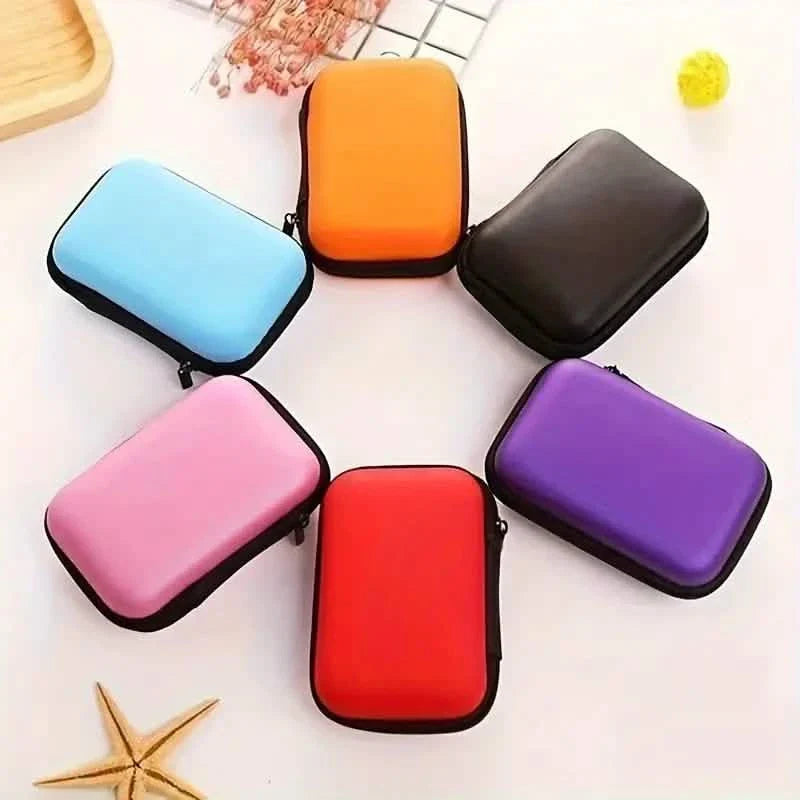 Mini boîte de rangement portable à fermeture éclair pour écouteurs, pièces de monnaie, bijoux et accessoires