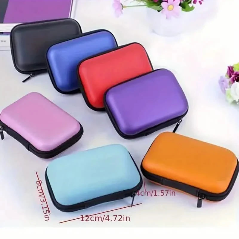 Mini boîte de rangement portable à fermeture éclair pour écouteurs, pièces de monnaie, bijoux et accessoires