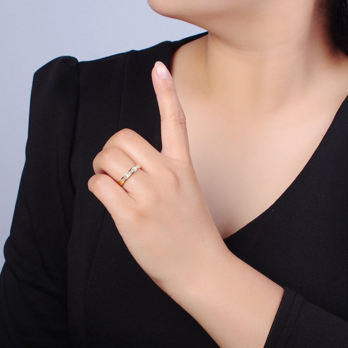 Minimalist Baguette Ring Classic Pave Ring O-2176