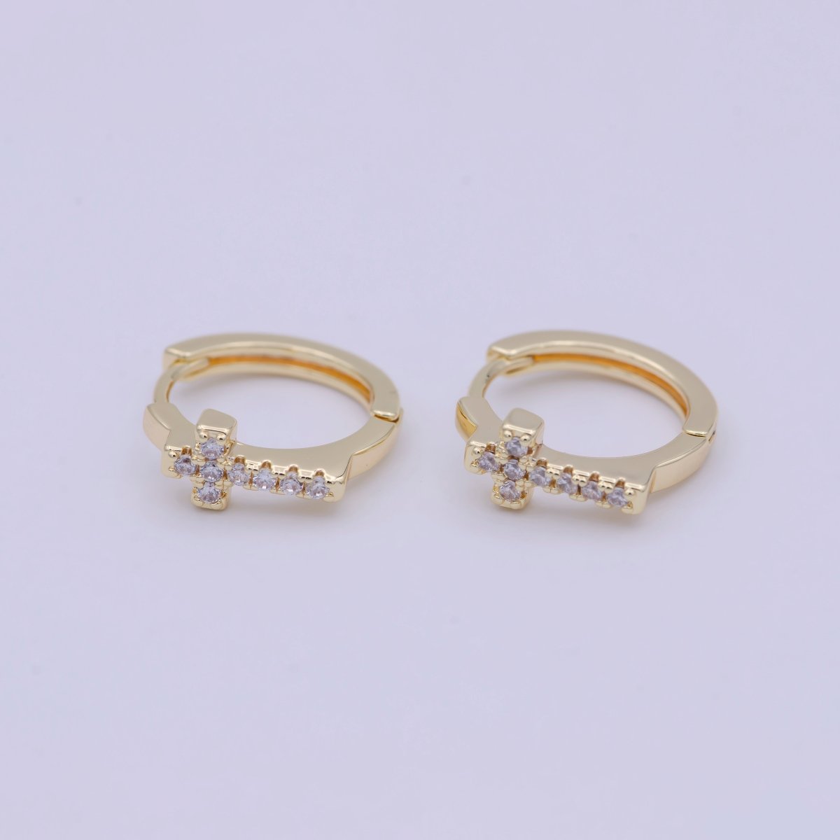 Minimalist Cross Gold Hoop Earring Religious Jewelry Wholesale Earring T-339