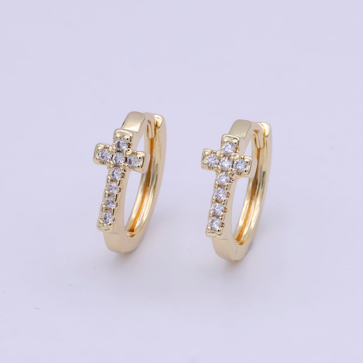 Minimalist Cross Gold Hoop Earring Religious Jewelry Wholesale Earring T-339