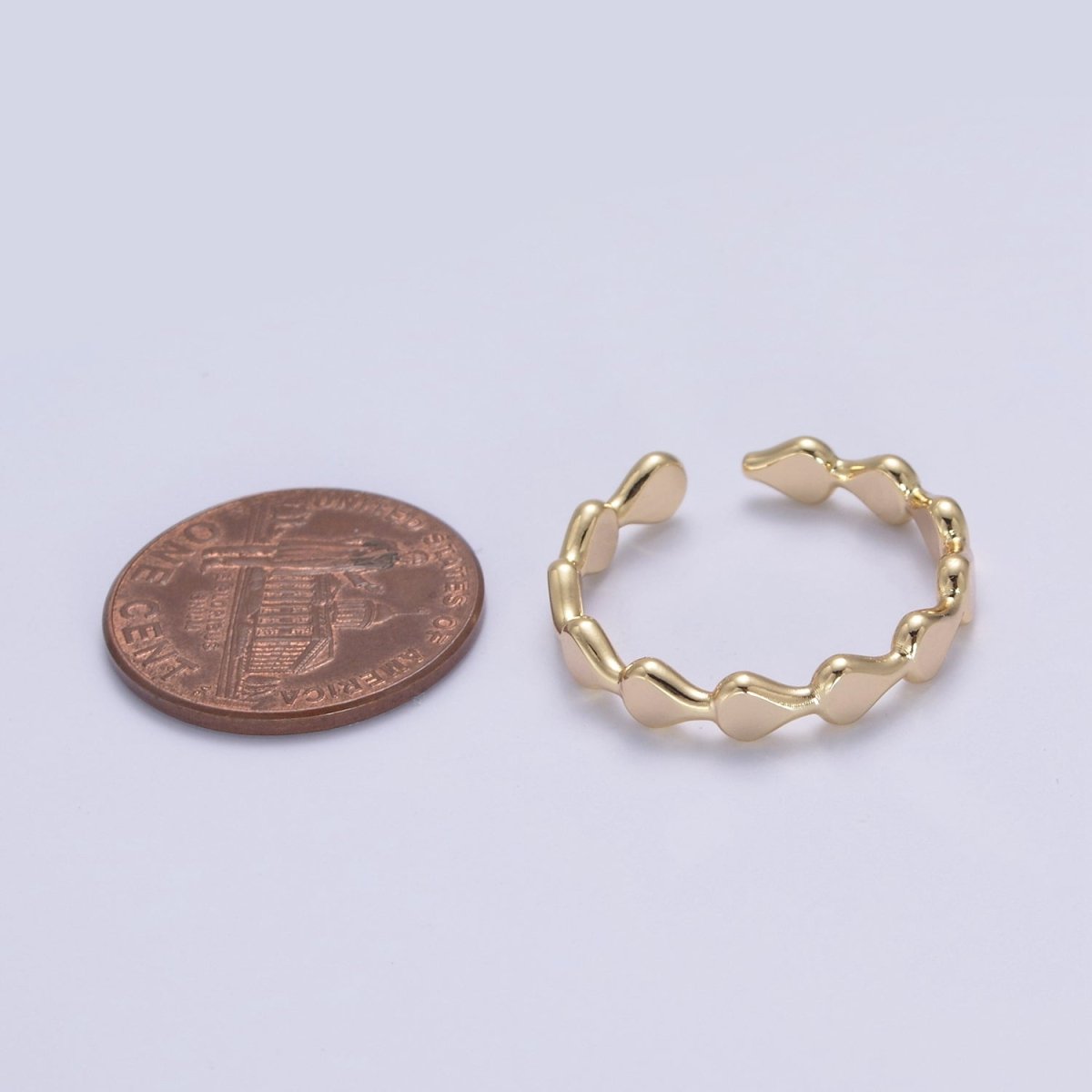 Minimalist Geometric Abstract Stacking Ring, 16K Gold Filled Oval Shaped Ring, Gold Statement Adjustable Ring U-430