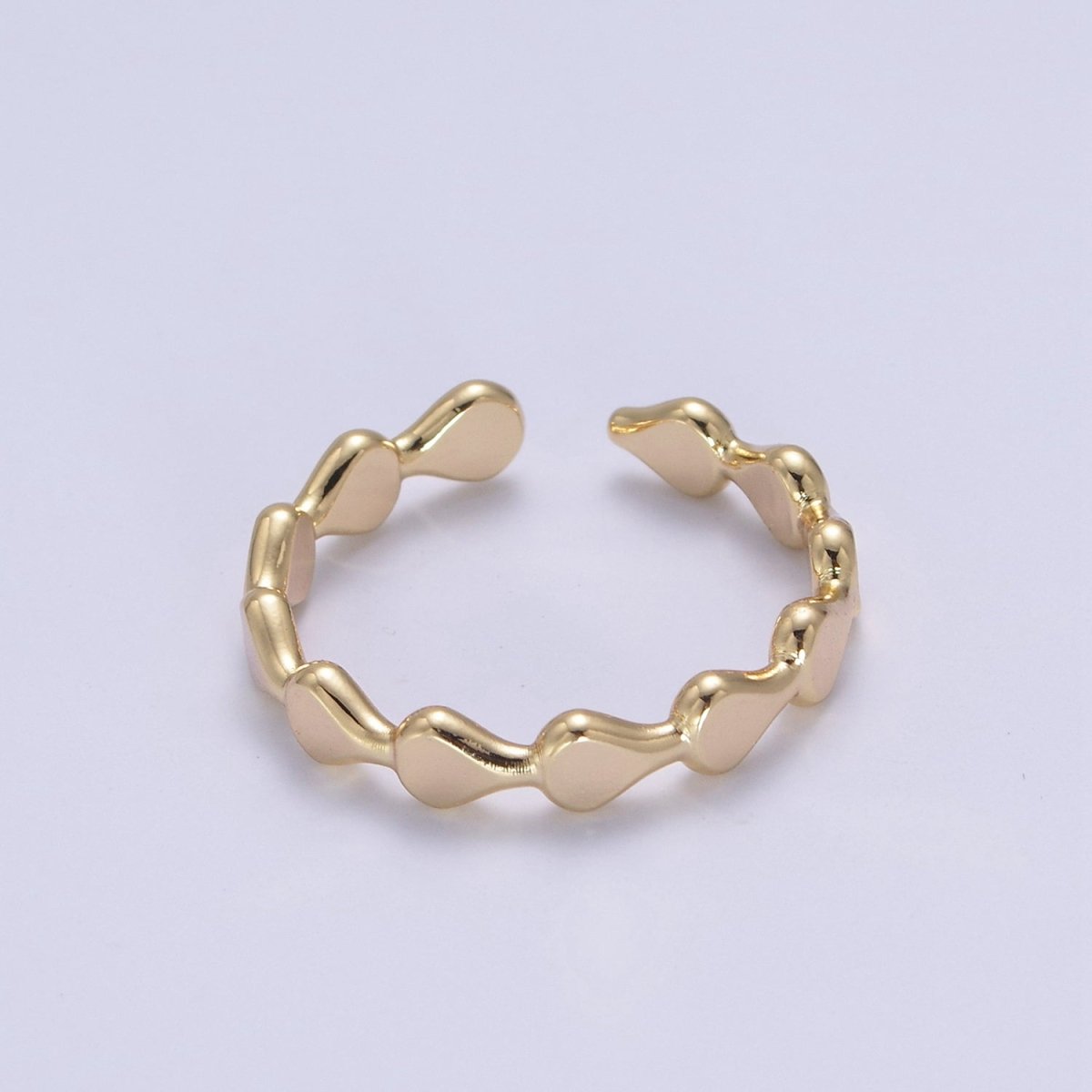 Minimalist Geometric Abstract Stacking Ring, 16K Gold Filled Oval Shaped Ring, Gold Statement Adjustable Ring U-430