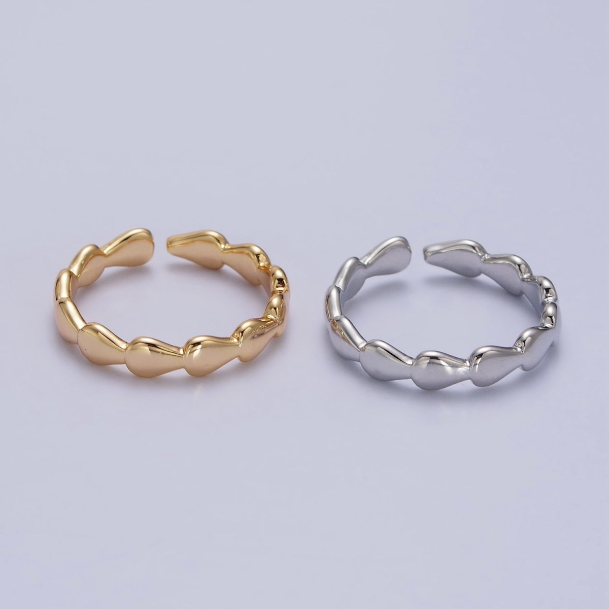 Minimalist Geometric Abstract Stacking Ring, 16K Gold Filled Oval Shaped Ring, Gold Statement Adjustable Ring U-430