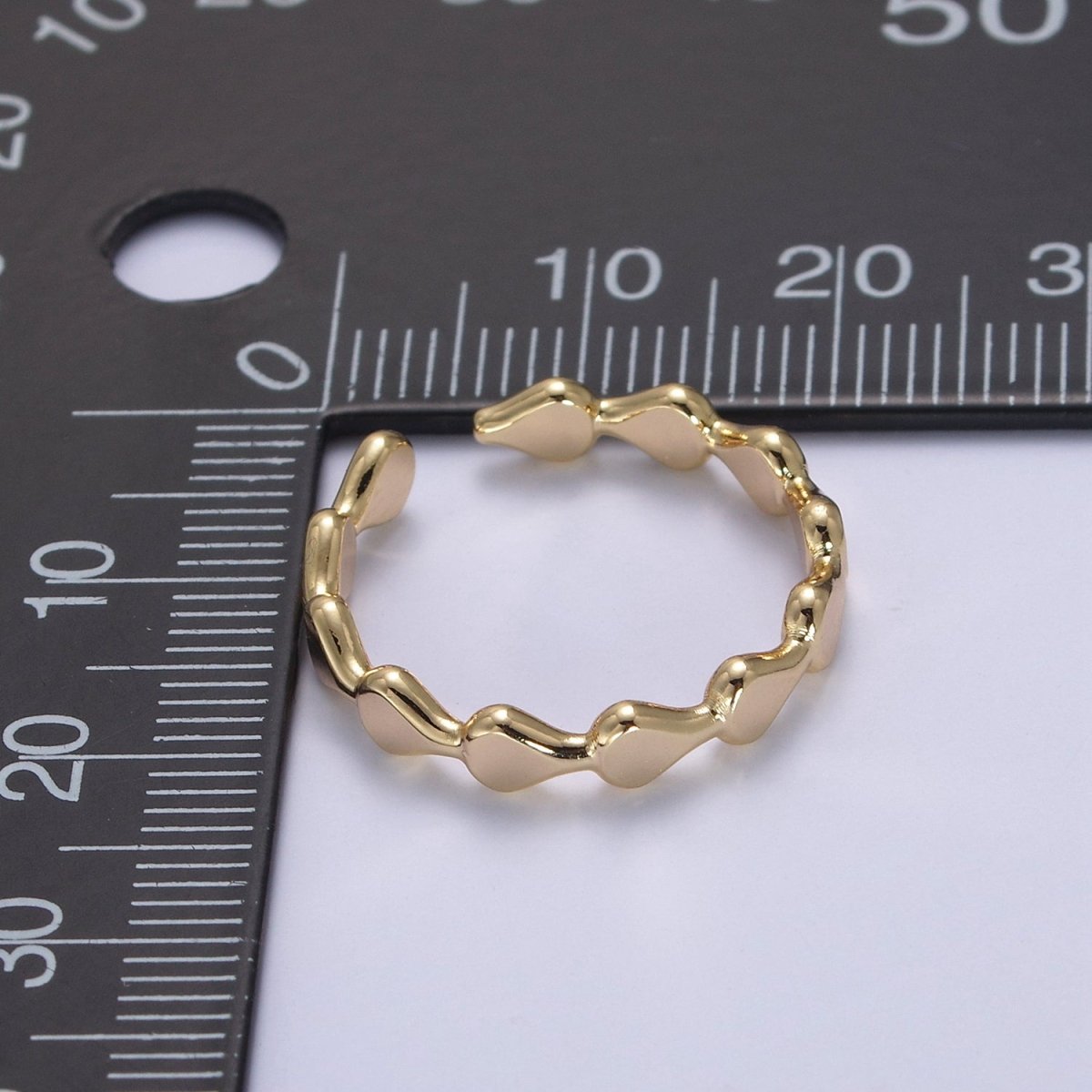 Minimalist Geometric Abstract Stacking Ring, 16K Gold Filled Oval Shaped Ring, Gold Statement Adjustable Ring U-430