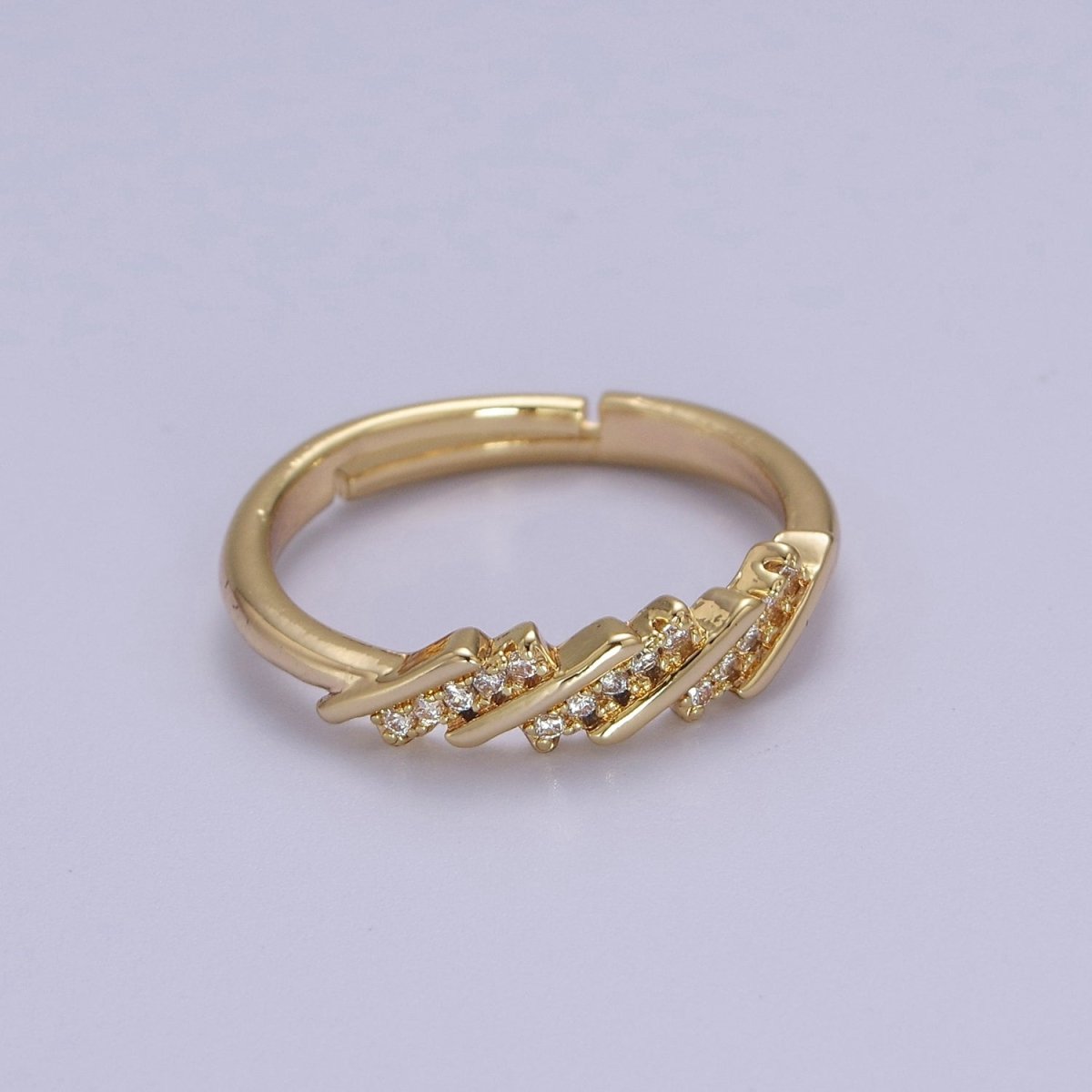 Minimalist Rings Clear CZ Stacking Jewelry Gold Filled Band ring Adjustable S-528