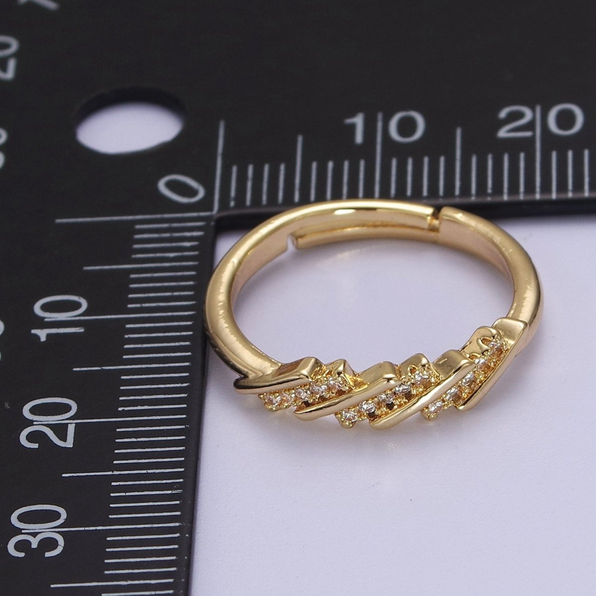 Minimalist Rings Clear CZ Stacking Jewelry Gold Filled Band ring Adjustable S-528