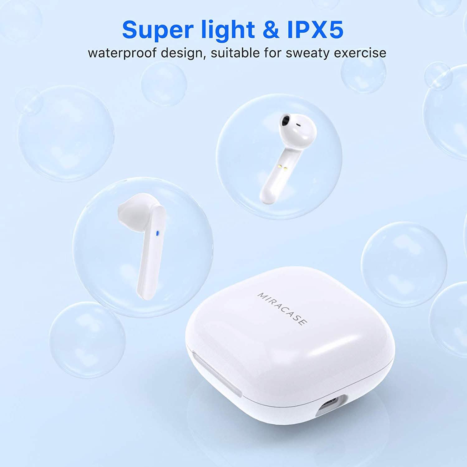 Miracaseワイヤレスイヤホン Bluetooth 5.0 ヘッドフォン USB-C充電ケース付き