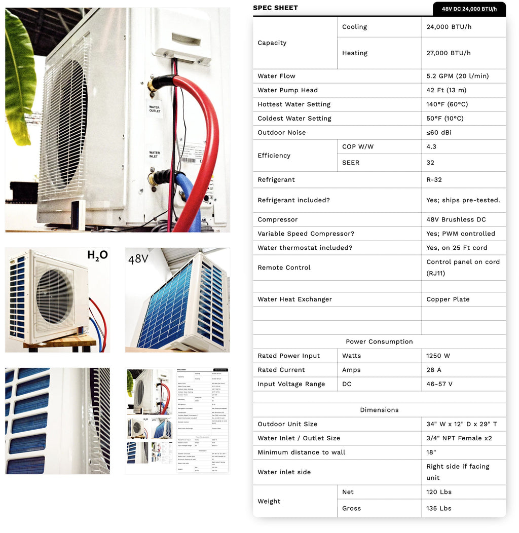 24V DC Hydronic Water Chiller & Heater w/ 3.6 GPM DC Water Pump