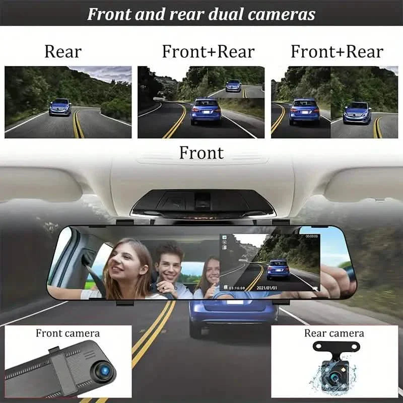 Mirror Dash Cam 4.5 Inch Rear View Mirror 1080P Front and Rear View Dual Cameras