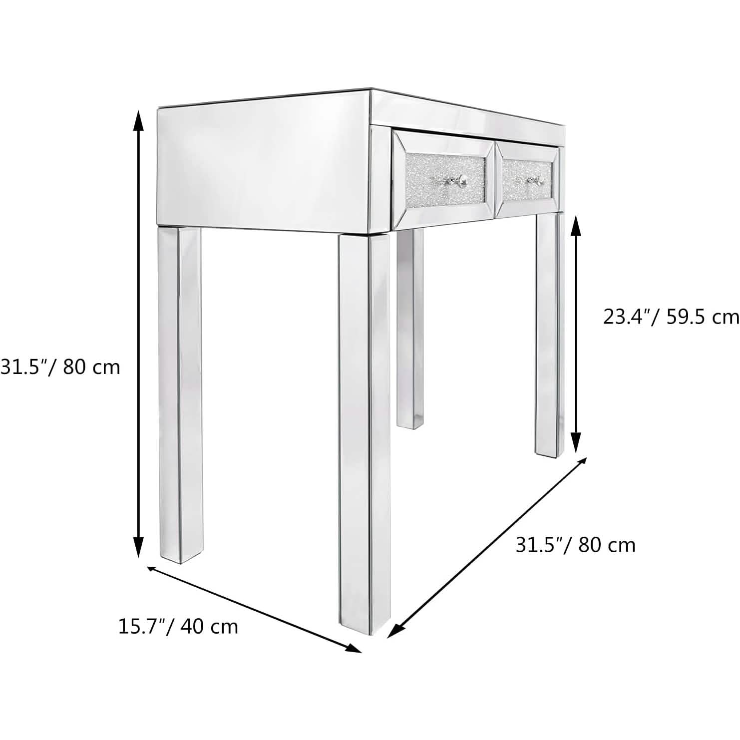 Commode de coiffeuse avec miroir et 2 tiroirs