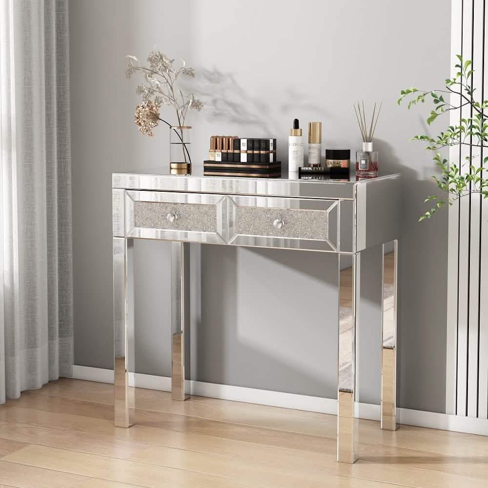 Commode de coiffeuse avec miroir et 2 tiroirs