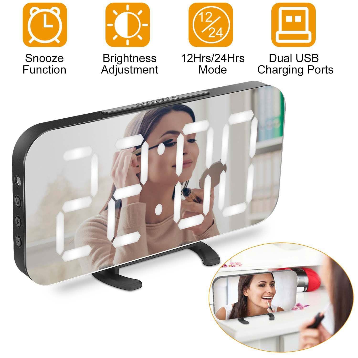 Mirror LED Electronic Alarm Clock