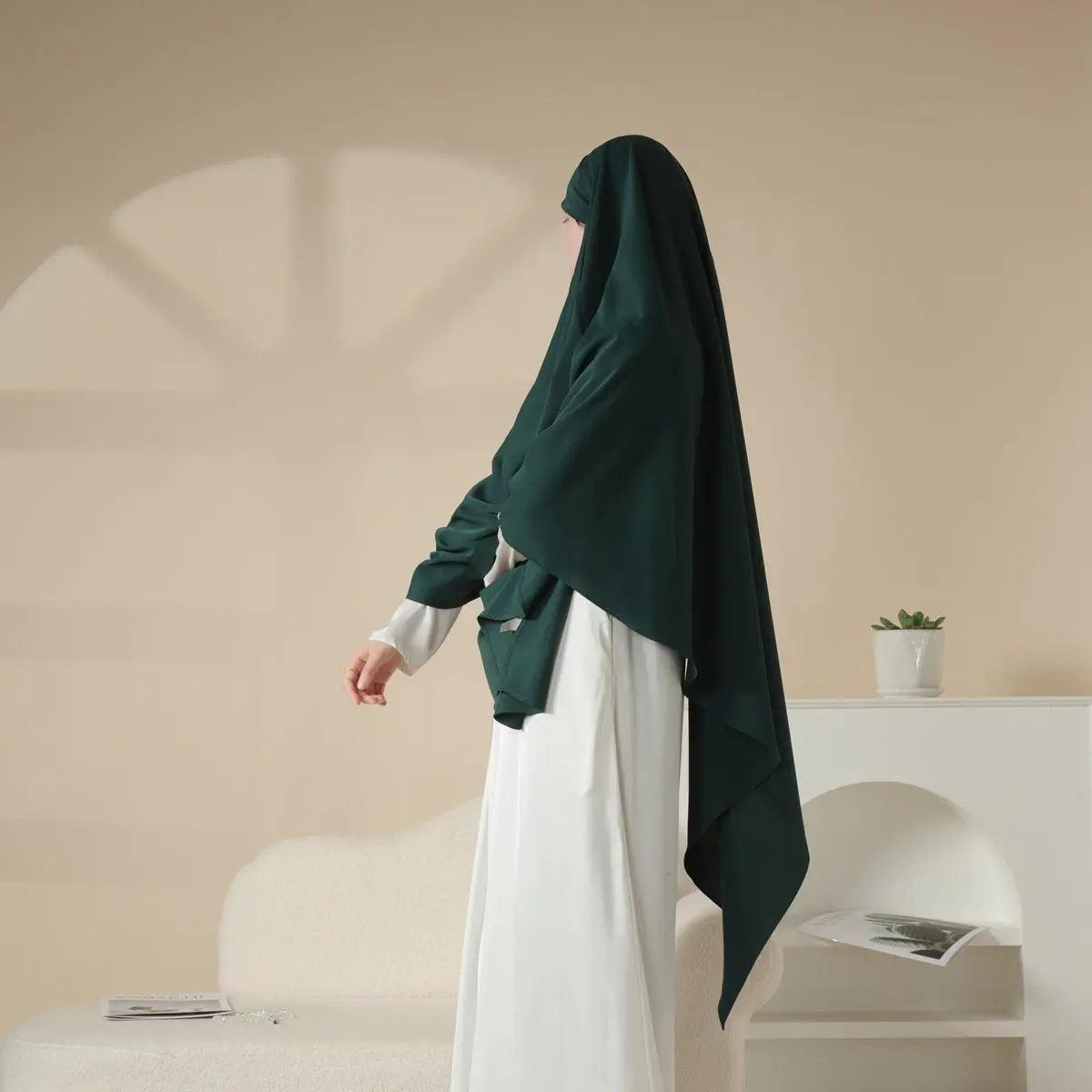 MK001 Niqab Attached 1-Layer Nida Plain Khimar