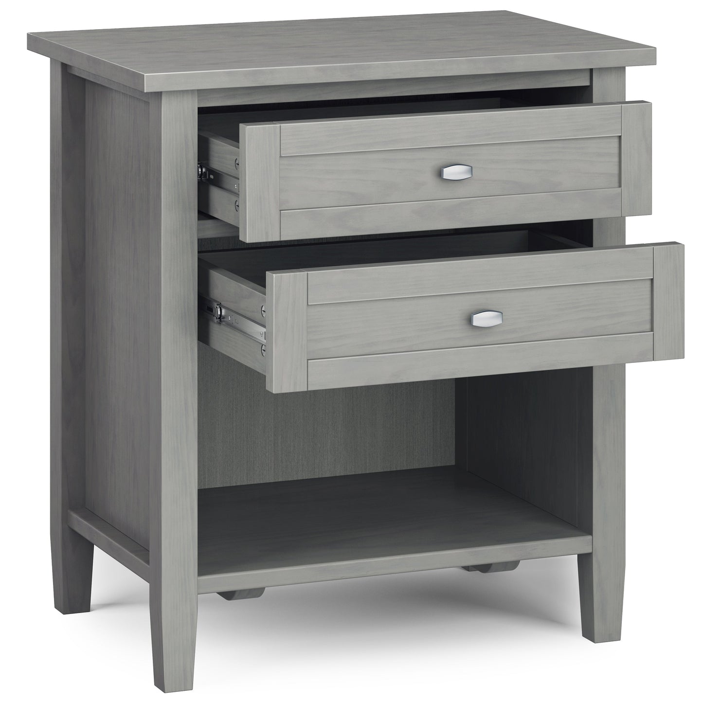 Warm Shaker Solid Wood Nightstand in Fog
