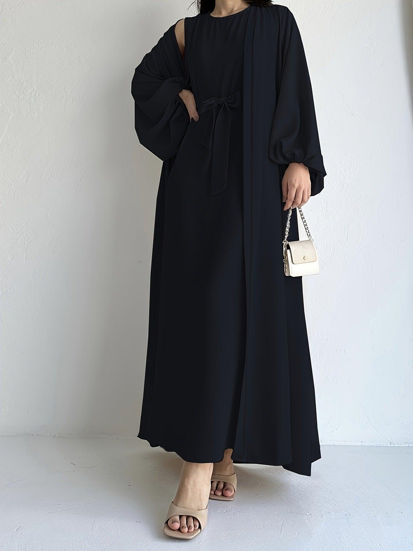Loose Lantern Sleeve Abaya 3-Piece Set(MOA050)