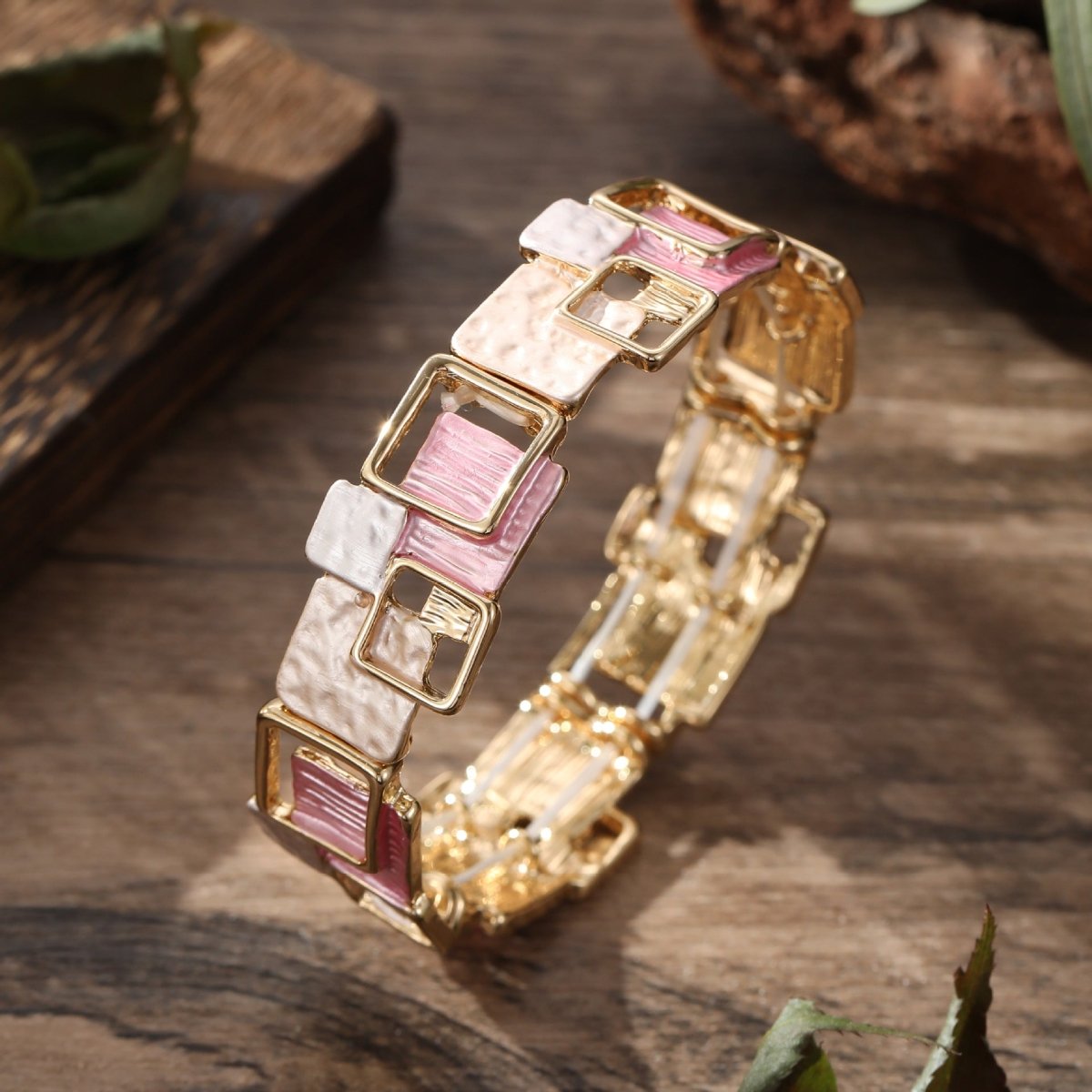 Modernist Geometric Square Earrings Bracelet Necklace Set (MAC318)