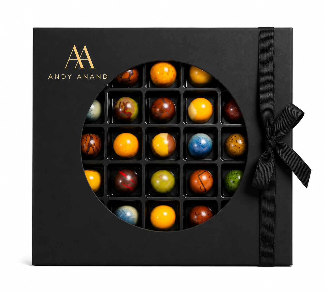Andy Anand Monet Chocolate Bonbons Gift Box, 25 pc, 6.52 oz – Gluten-Free Belgian Truffles & Pralines, Birthday & Holiday Gift Collection