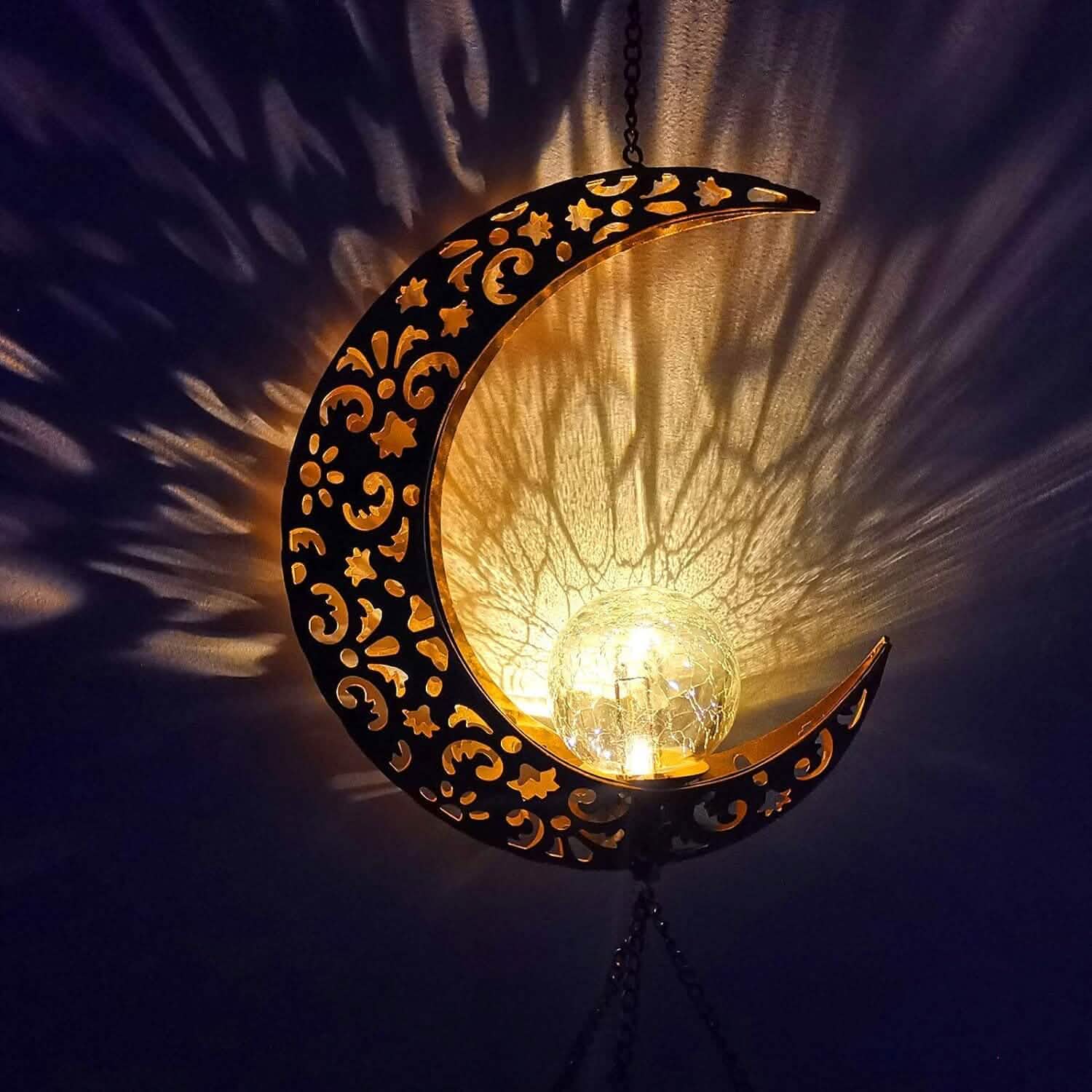 Carillons éoliens solaires en verre craquelé «lune»