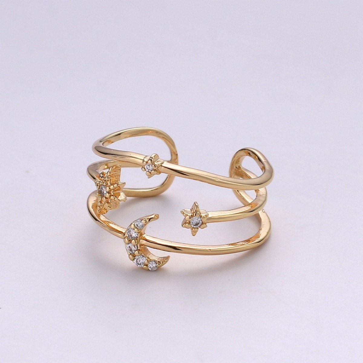 Moon Rings For Women Stars Celestial Gold Ring Celestial Ring Statement Ring Bridesmaid Gift Moon Star Galaxy Jewelry Gift for Her R-057