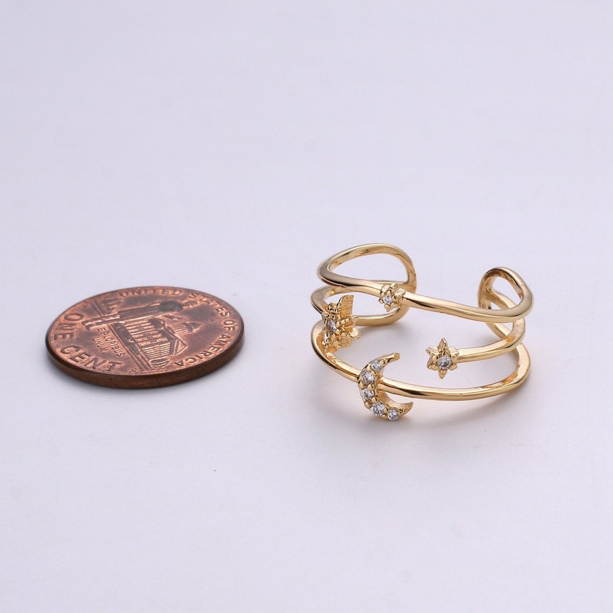 Moon Rings For Women Stars Celestial Gold Ring Celestial Ring Statement Ring Bridesmaid Gift Moon Star Galaxy Jewelry Gift for Her R-057