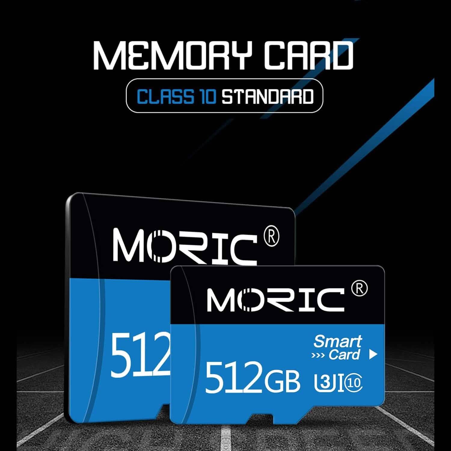 Carte Micro SD Moric 512 Go avec adaptateur, carte mémoire rapide Classe 10 (reconditionnée)