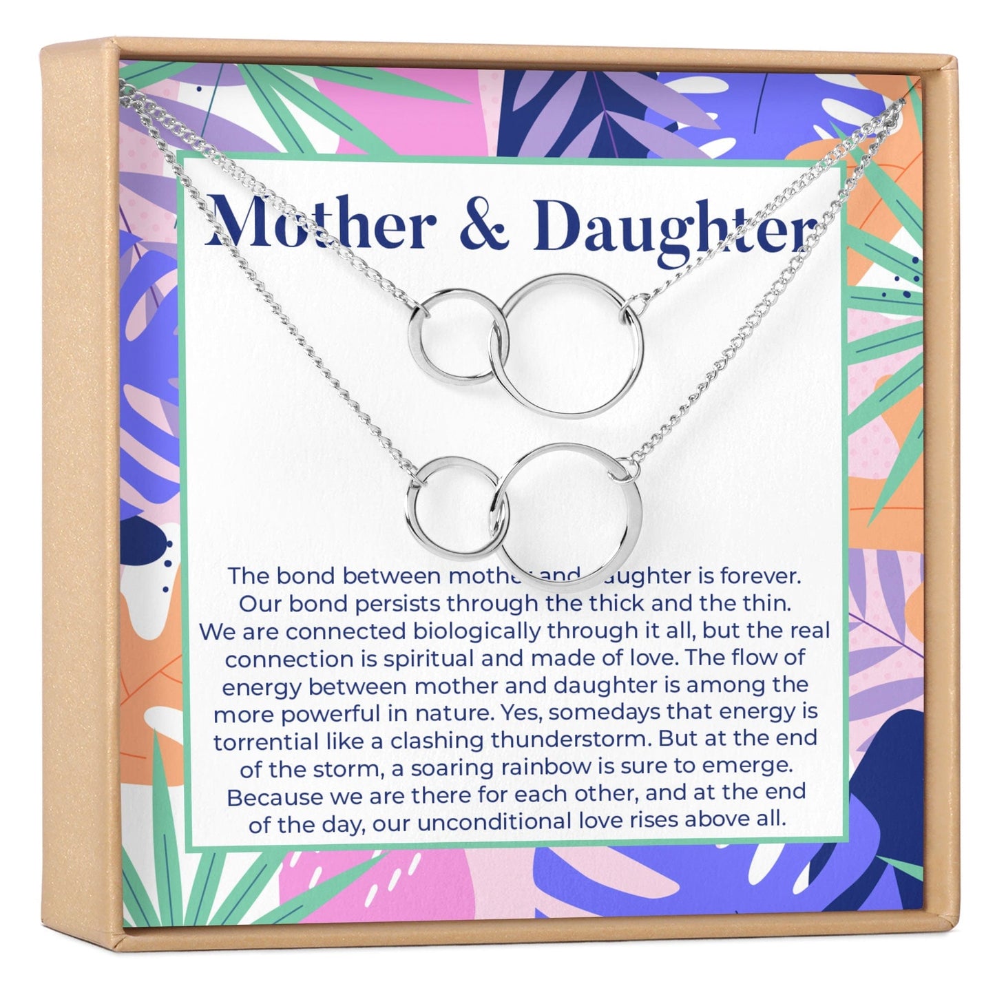 Mother & Daughter Double Circles Necklace Set