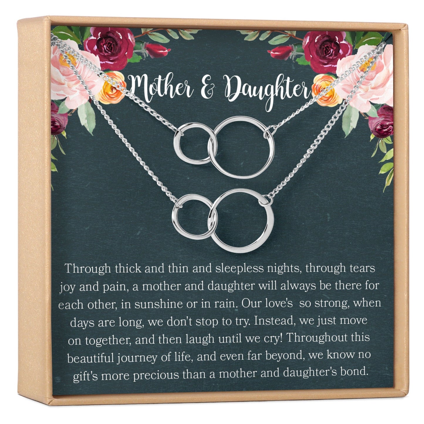 Mother & Daughter Double Circles Necklace Set