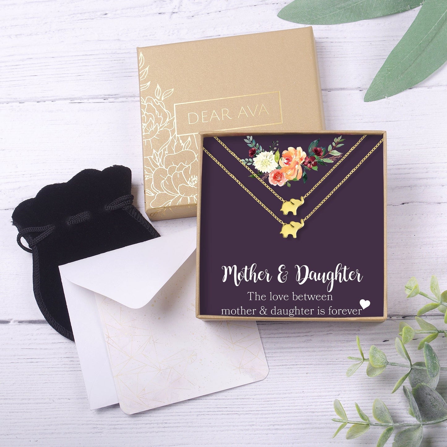 Mother & Daughter Elephant Necklace Set