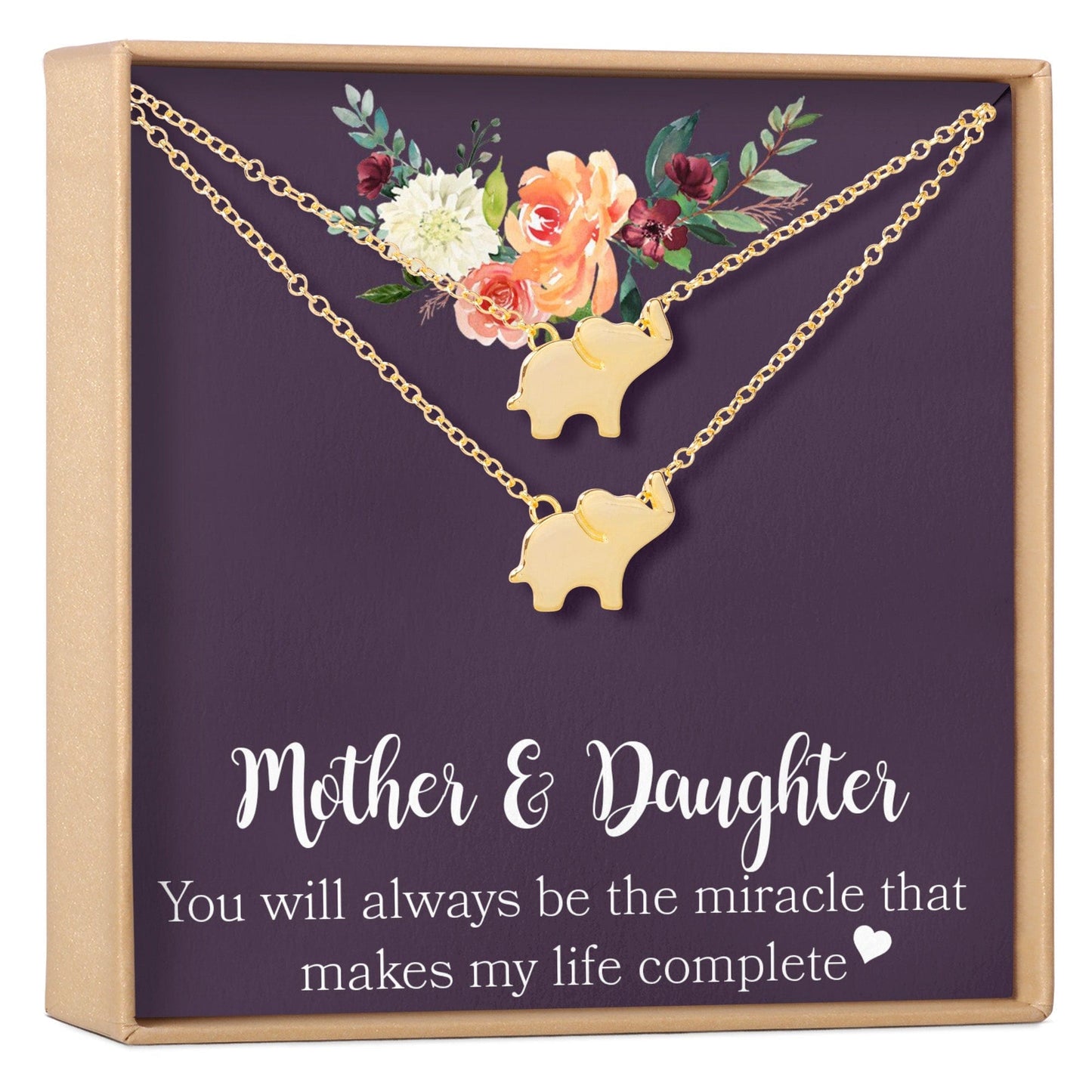 Mother & Daughter Elephant Necklace Set