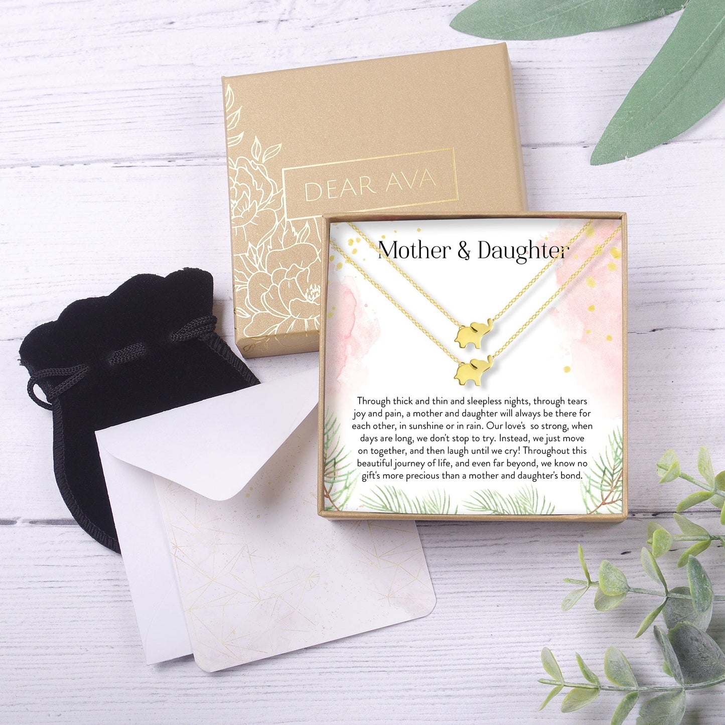 Mother & Daughter Elephant Necklace Set