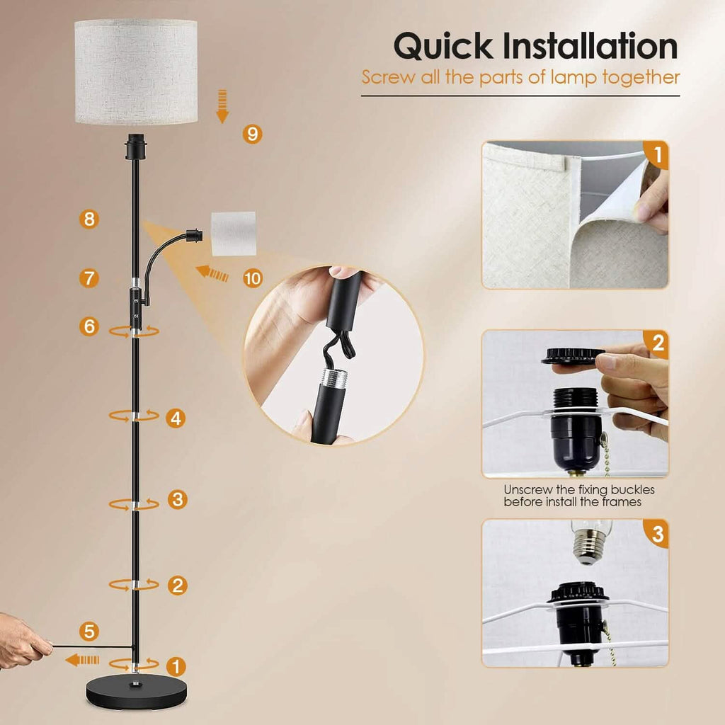 Mother Daughter Floor Lamp with Linen Shade