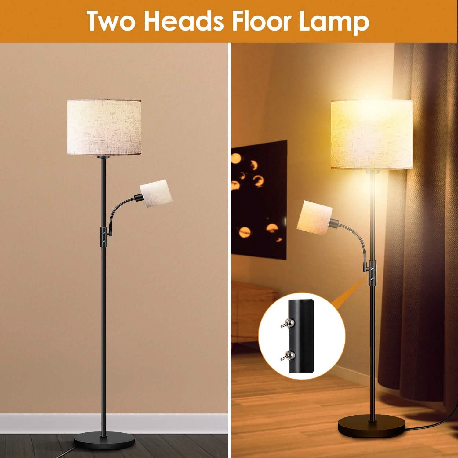 Mother Daughter Floor Lamp with Linen Shade