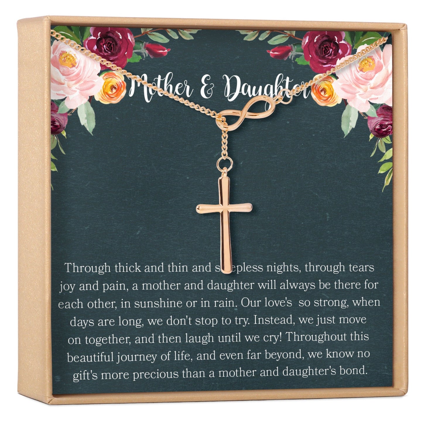 Mother & Daughter Infinity Cross  Necklace
